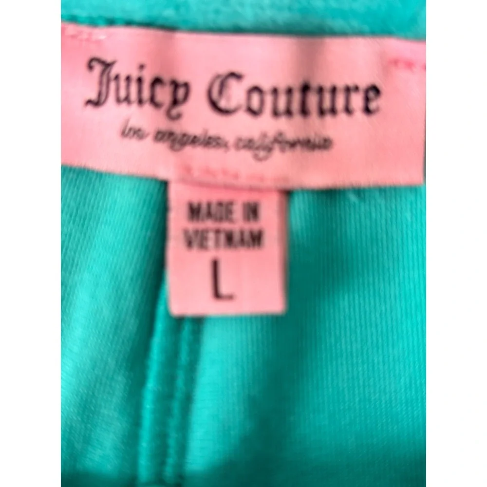 Juicy Couture Teal Blue Velour Rhinestone Logo Lounge Shorts Womens Large new